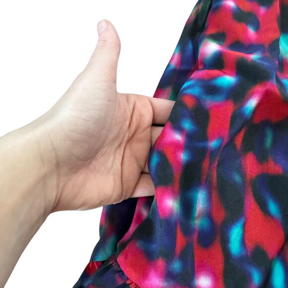 Saloni Silk Printed Ruffle Hem Mini Dress - Picture 6 of 10